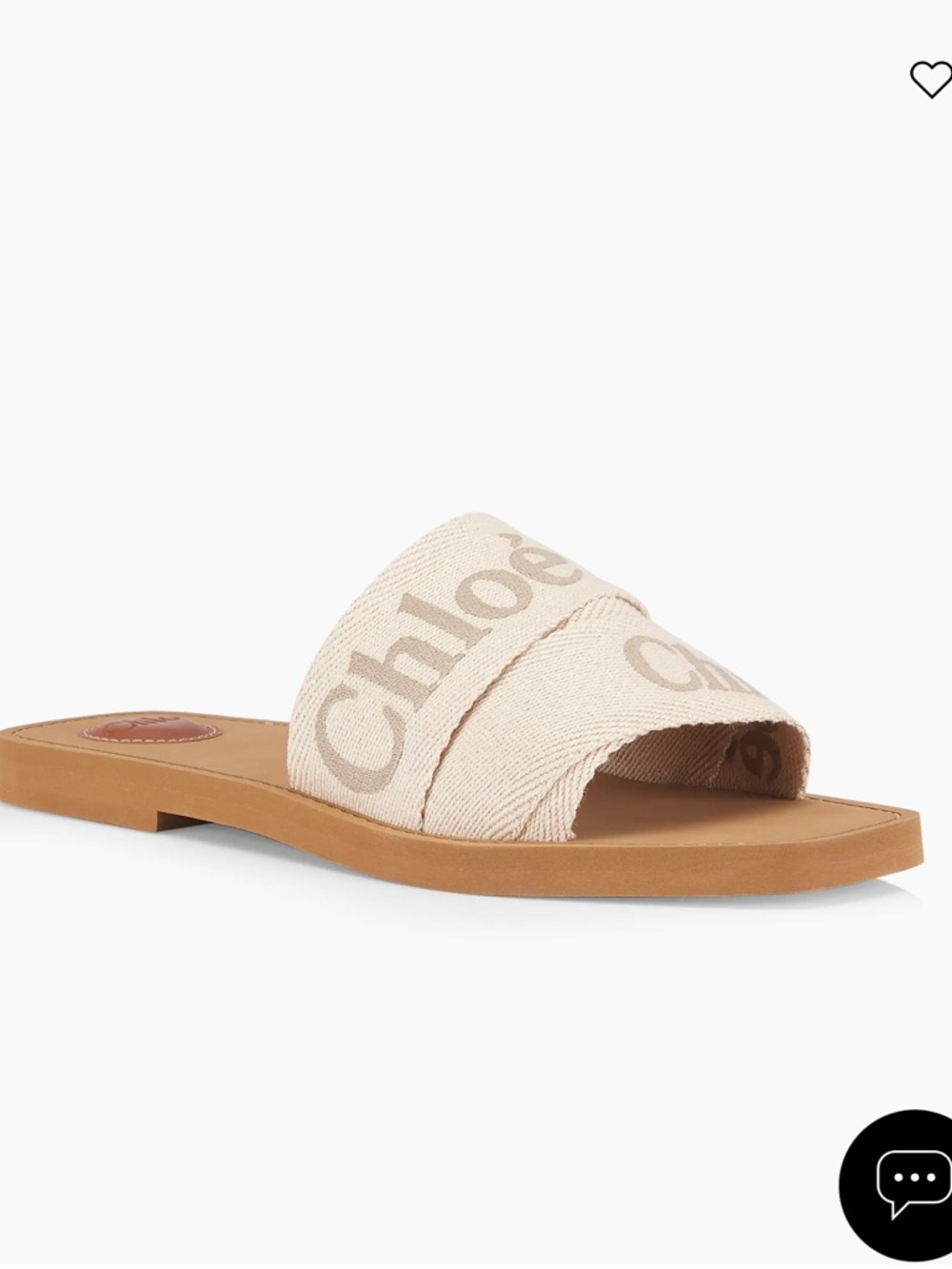 Chloé Beige Canvas Logo Slide Sandals
